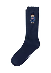 Embroidered Americana Bear Crew Socks