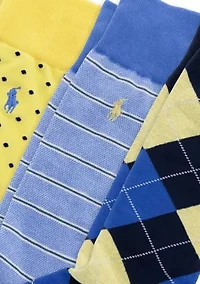 Set of 3 Black Multi Print Dress Socks