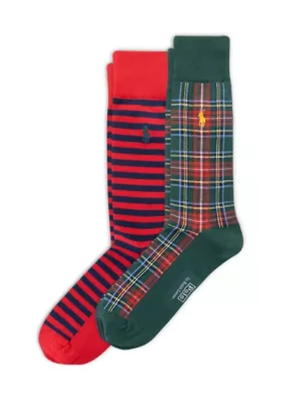 Holiday Plaid and Stripe Socks - 2-Pack