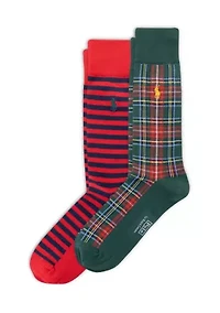 Holiday Plaid and Stripe Socks - 2-Pack