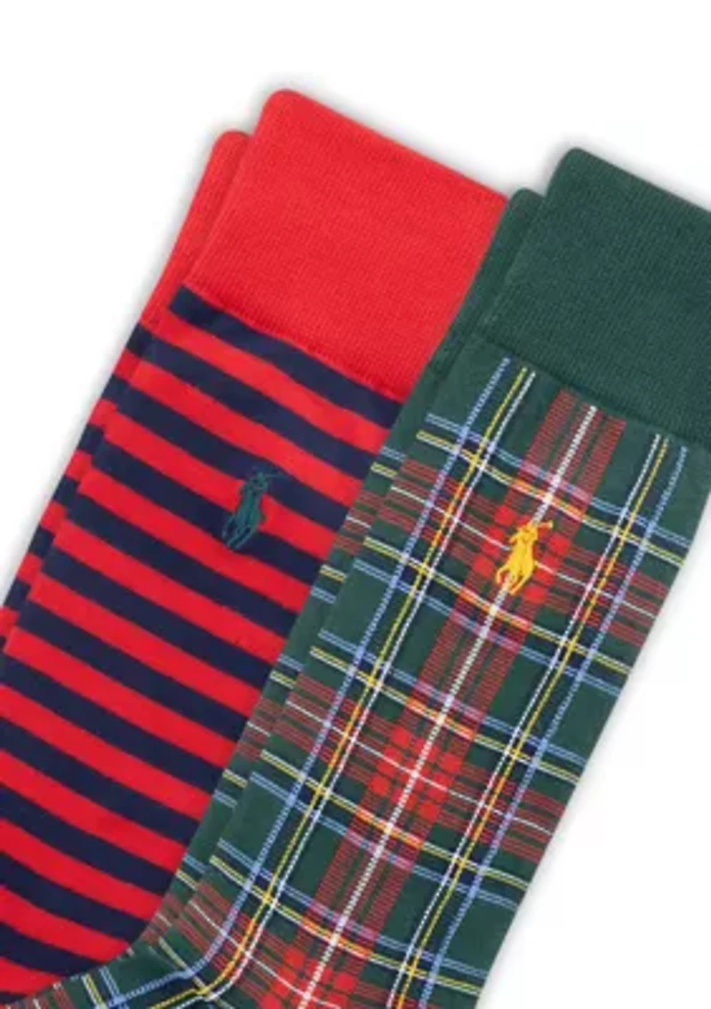 Holiday Plaid and Stripe Socks - 2-Pack