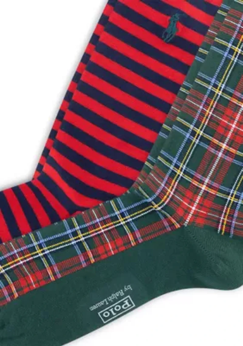 Holiday Plaid and Stripe Socks - 2-Pack