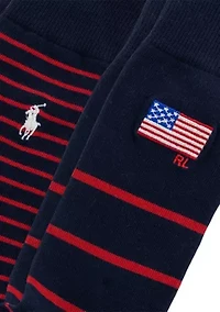 Pack of 2 Embroidered Flag & Stripes Socks