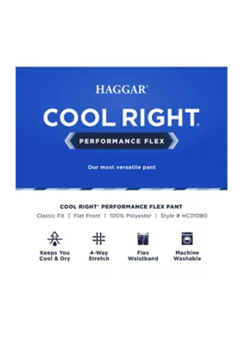 Men's Cool Right Performance Flex Solid Classic Fit Flat Front Pants