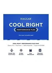 Men's Cool Right Performance Flex Solid Classic Fit Flat Front Pants