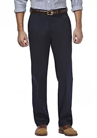 Premium Stretch No Iron Khaki Classic Fit Hidden Expandable Waistband Flat Front Pants