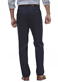 Premium Stretch No Iron Khaki Classic Fit Hidden Expandable Waistband Flat Front Pants