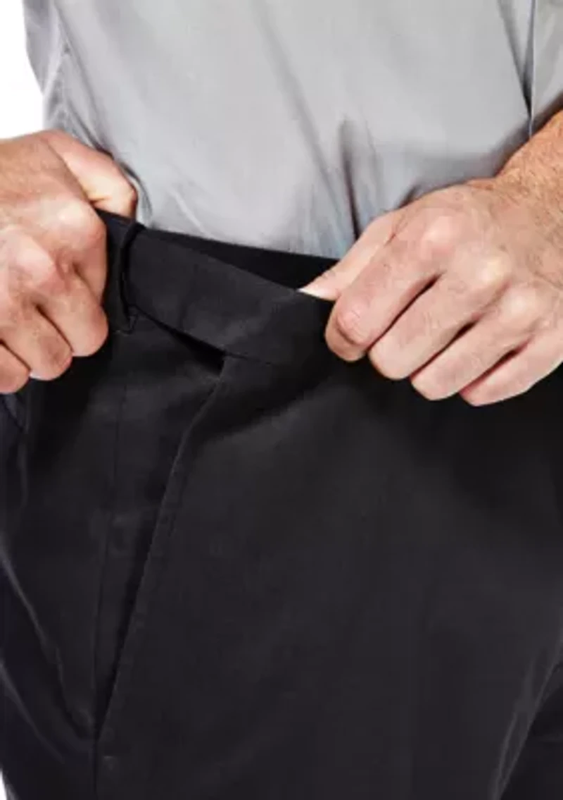 Premium Stretch No Iron Khaki Classic Fit Hidden Expandable Waistband Flat Front Pants