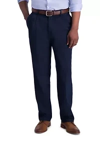 Men's Iron Free Premium Khaki Classic Fit Pleat Front Hidden Comfort Waistband Casual Pants