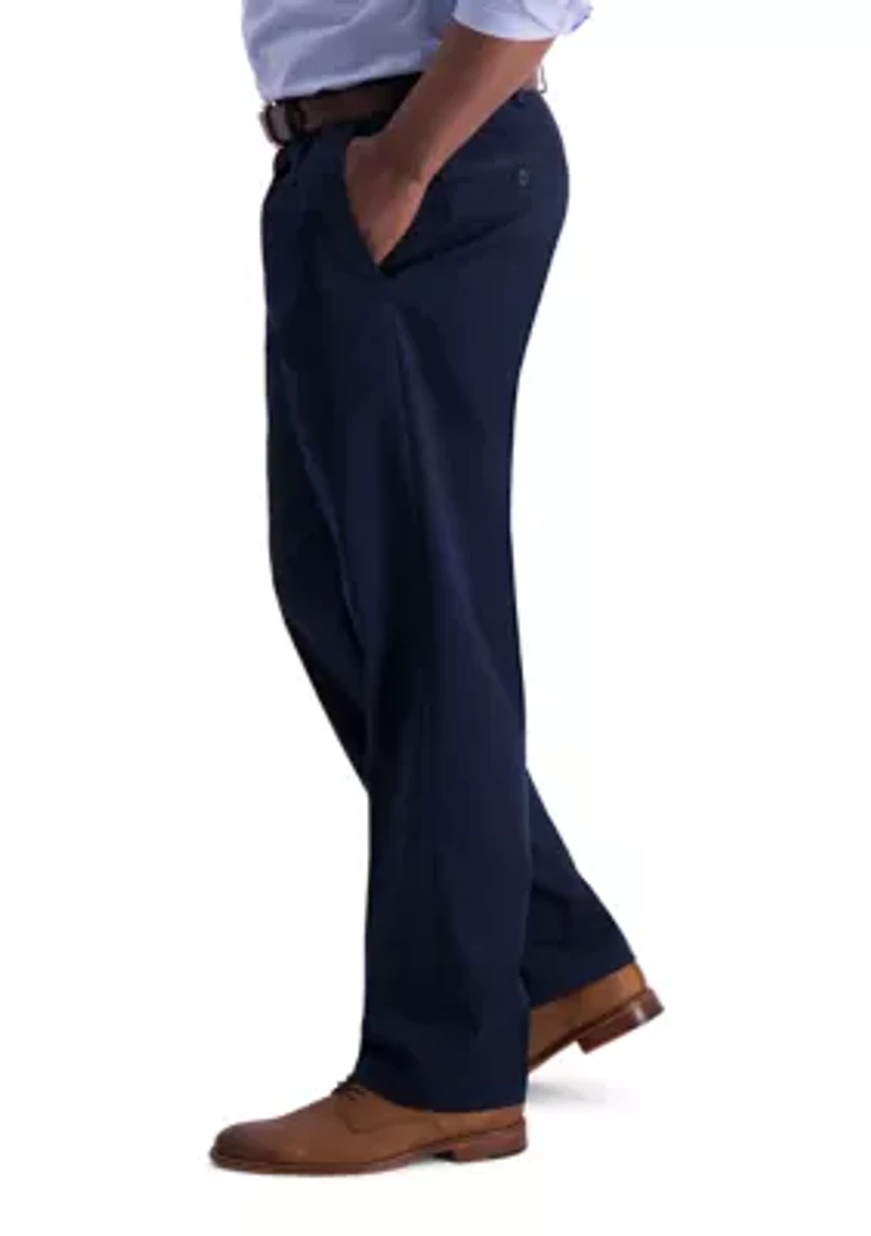 Men's Iron Free Premium Khaki Classic Fit Pleat Front Hidden Comfort Waistband Casual Pants