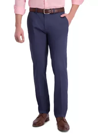 Men's Iron Free Premium Khaki Slim Straight Fit Flat Front Hidden Comfort Waistband Casual Pants