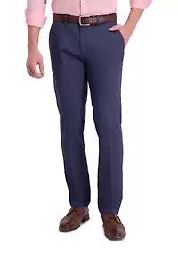 Men's Iron Free Premium Khaki Slim Straight Fit Flat Front Hidden Comfort Waistband Casual Pants