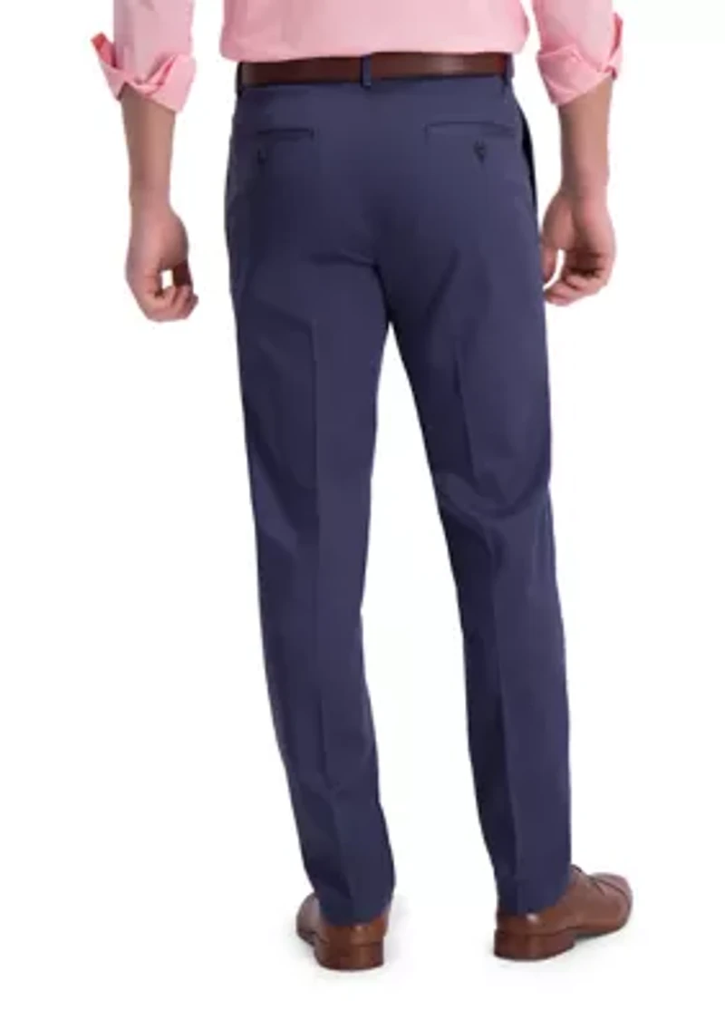 Men's Iron Free Premium Khaki Slim Straight Fit Flat Front Hidden Comfort Waistband Casual Pants