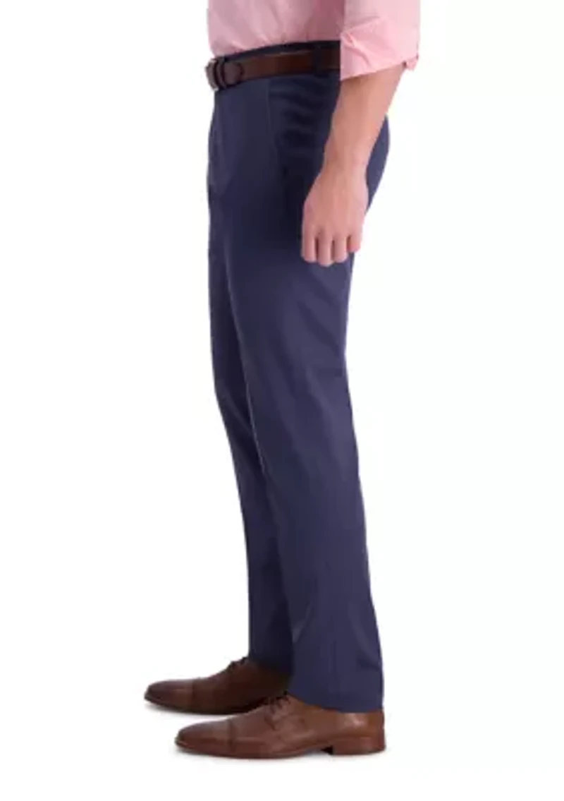 Men's Iron Free Premium Khaki Slim Straight Fit Flat Front Hidden Comfort Waistband Casual Pants