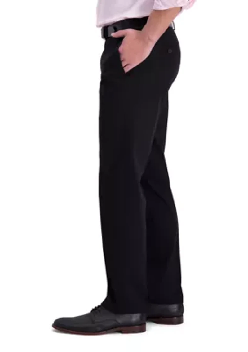 Men's Iron Free Premium Khaki Straight Fit Flat Front Hidden Comfort Waistband Casual Pants