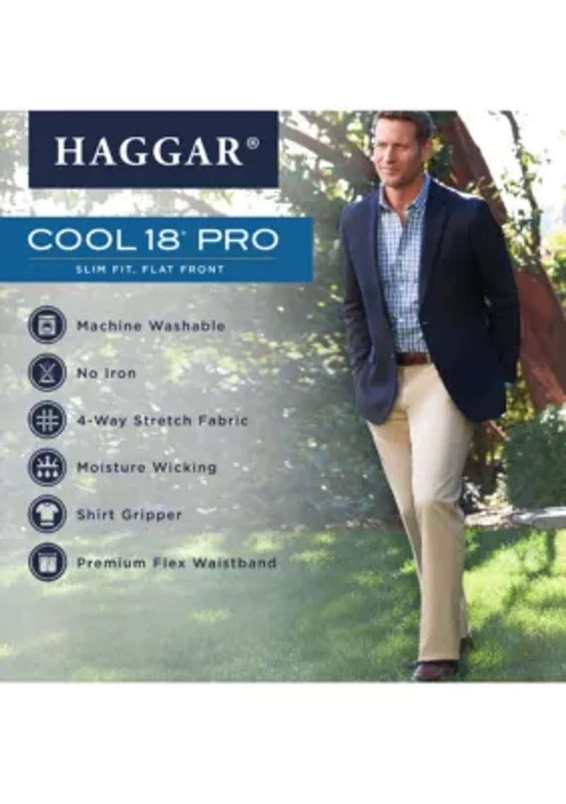 Slim Fit Premium Flex Waistband Flat Front Pants