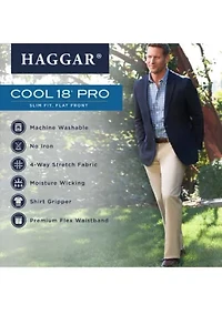 Slim Fit Premium Flex Waistband Flat Front Pants