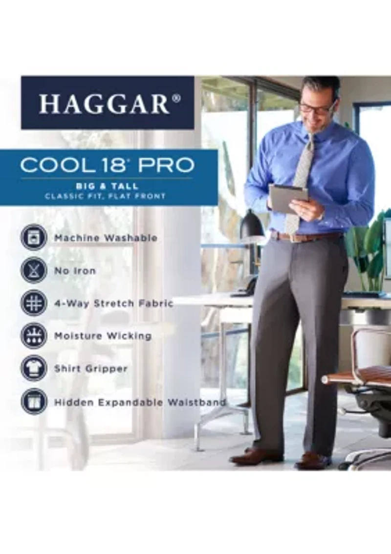 Big & Tall Cool 18 PRO Classic Fit Flat Front Pants
