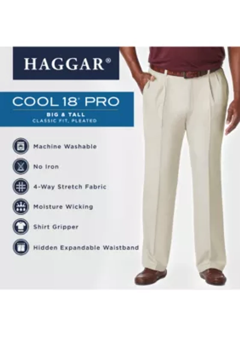 Big & Tall Cool 18 PRO Classic Fit Pleated Pants