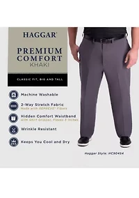 Big & Tall Premium Comfort Classic Fit Flat Front Khaki Pants