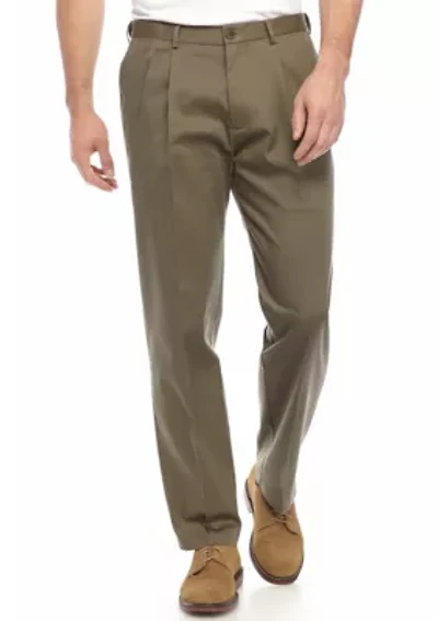 Big & Tall Premium No Iron Classic Fit Pleat Front Khaki Pants