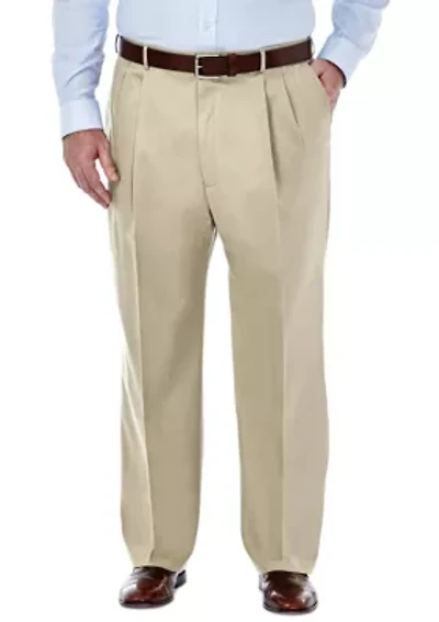 Big & Tall Premium No Iron Classic Fit Pleat Front Khaki Pants