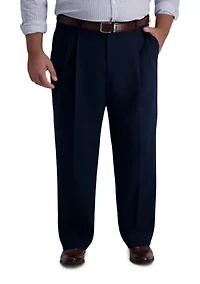 Big & Tall Iron Free Premium Khaki Classic-Fit Pleat Front Hidden Comfort Waistband Casual Pants
