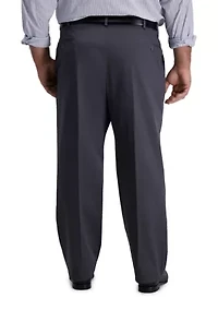 Big & Tall Iron Free Premium Khaki Classic-Fit Pleat Front Hidden Comfort Waistband Casual Pants