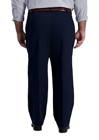 Big & Tall Iron Free Premium Khaki Classic-Fit Pleat Front Hidden Comfort Waistband Casual Pants