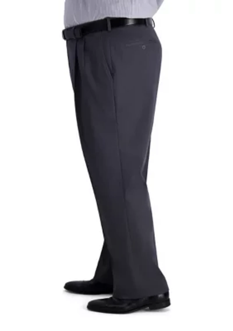 Big & Tall Iron Free Premium Khaki Classic-Fit Pleat Front Hidden Comfort Waistband Casual Pants