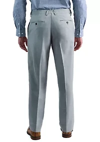 Men's Premium Comfort Tonal Plaid Classic Fit Flat Front Dress Pants