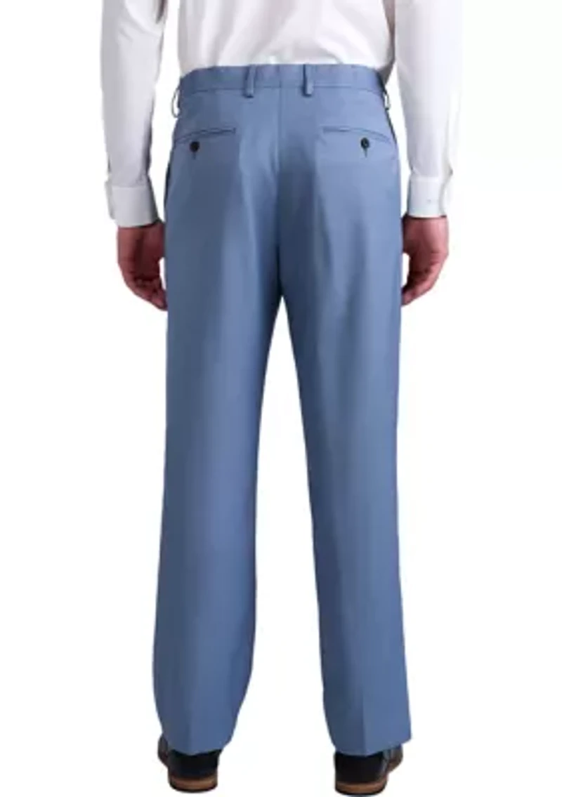 Men's Premium Comfort Tonal Plaid Classic Fit Flat Front Dress Pants