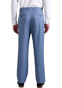 Men's Premium Comfort Tonal Plaid Classic Fit Flat Front Dress Pants