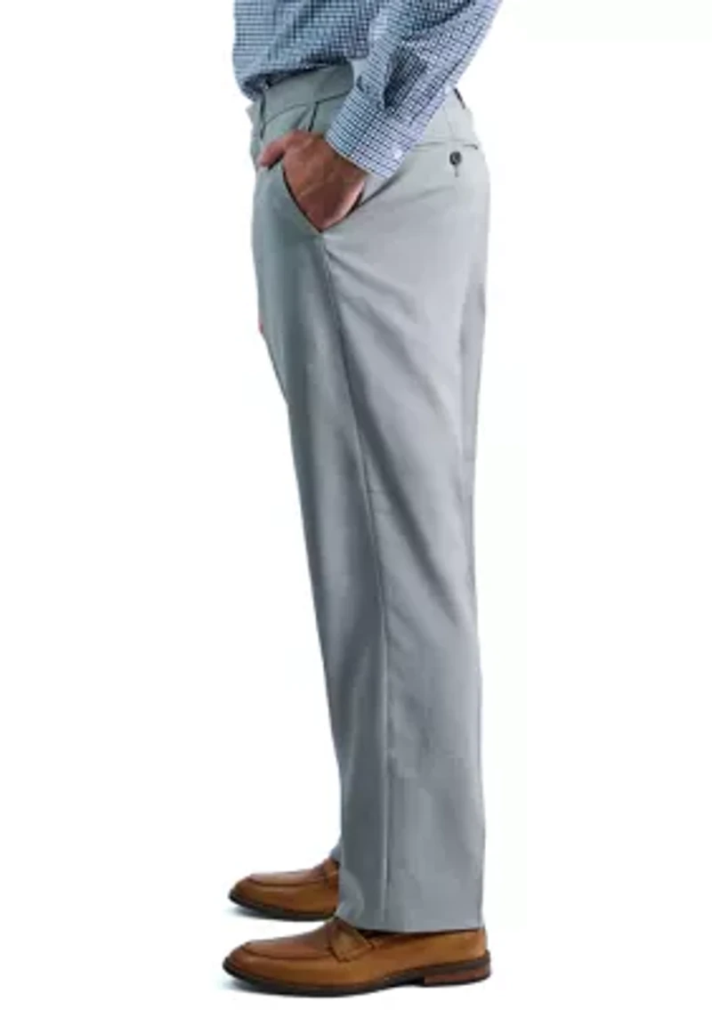 Men's Premium Comfort Tonal Plaid Classic Fit Flat Front Dress Pants