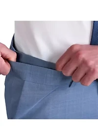 Men's Premium Comfort Tonal Plaid Classic Fit Flat Front Dress Pants