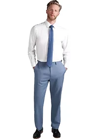 Men's Premium Comfort Tonal Plaid Classic Fit Flat Front Dress Pants