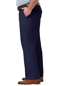 Big & Tall Premium Comfort 4-Way Stretch Classic Fit Hidden Waistband Flat Front Dress Pants