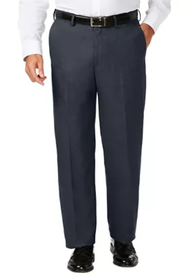 Big & Tall J.M.  Sharkskin Classic Fit Hidden Comfort Waistband Flat Front Dress Pants