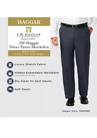 Big & Tall J.M.  Sharkskin Classic Fit Hidden Comfort Waistband Flat Front Dress Pants