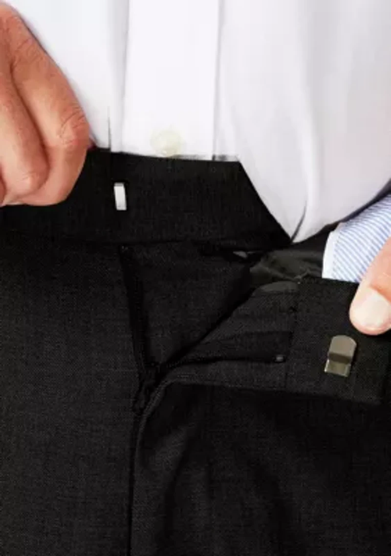 Big & Tall J.M.  Sharkskin Classic Fit Hidden Comfort Waistband Flat Front Dress Pants