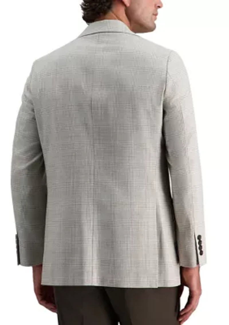 Men's Premium Stretch Prince of Wales Plaid Tailored Fit Sport Coat