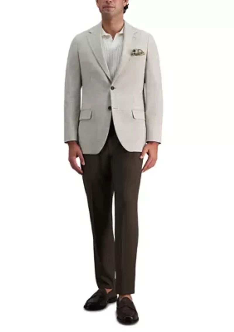 Men's Premium Stretch Prince of Wales Plaid Tailored Fit Sport Coat