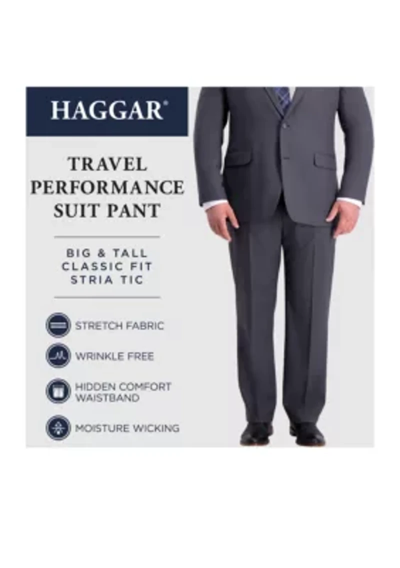 Big & Tall Stretch Travel Performance Stria Classic Fit Suit Separate Pants