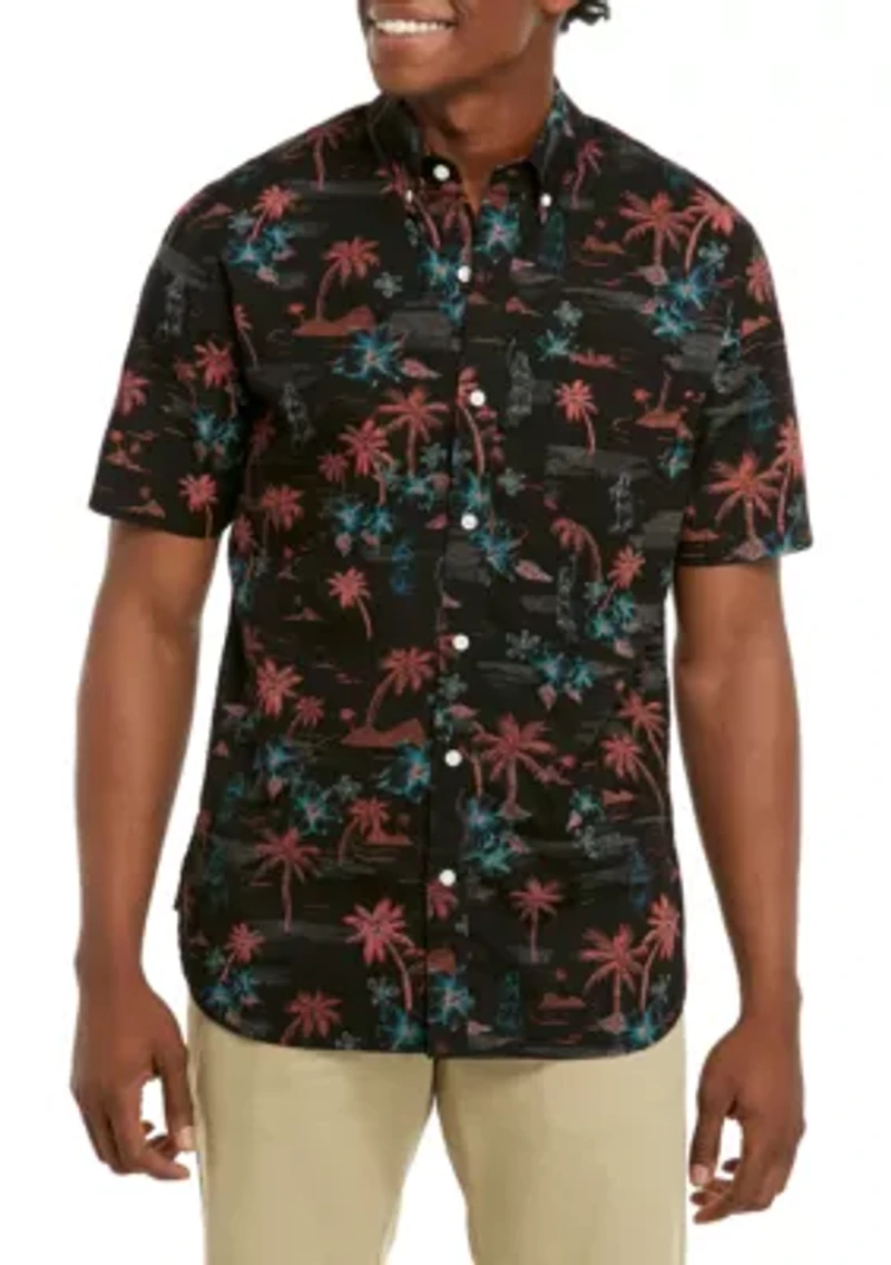Short Sleeve Printed Poplin Shirt