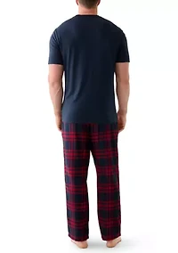 Big & Tall Short Sleeve T-Shirt and Flannel Pajama Set