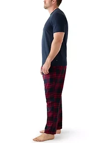 Big & Tall Short Sleeve T-Shirt and Flannel Pajama Set