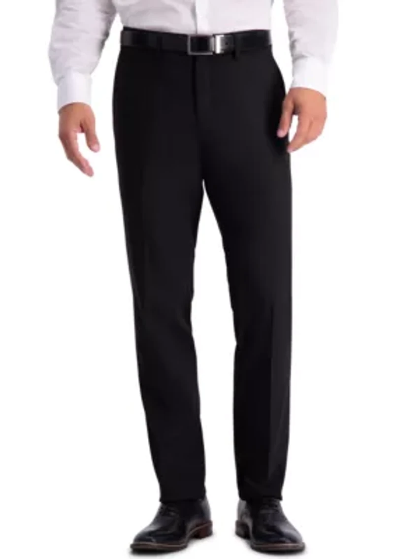 Stretch Shadow Check Slim Fit Flat Front Dress Pants