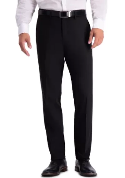 Stretch Shadow Check Slim Fit Flat Front Dress Pants