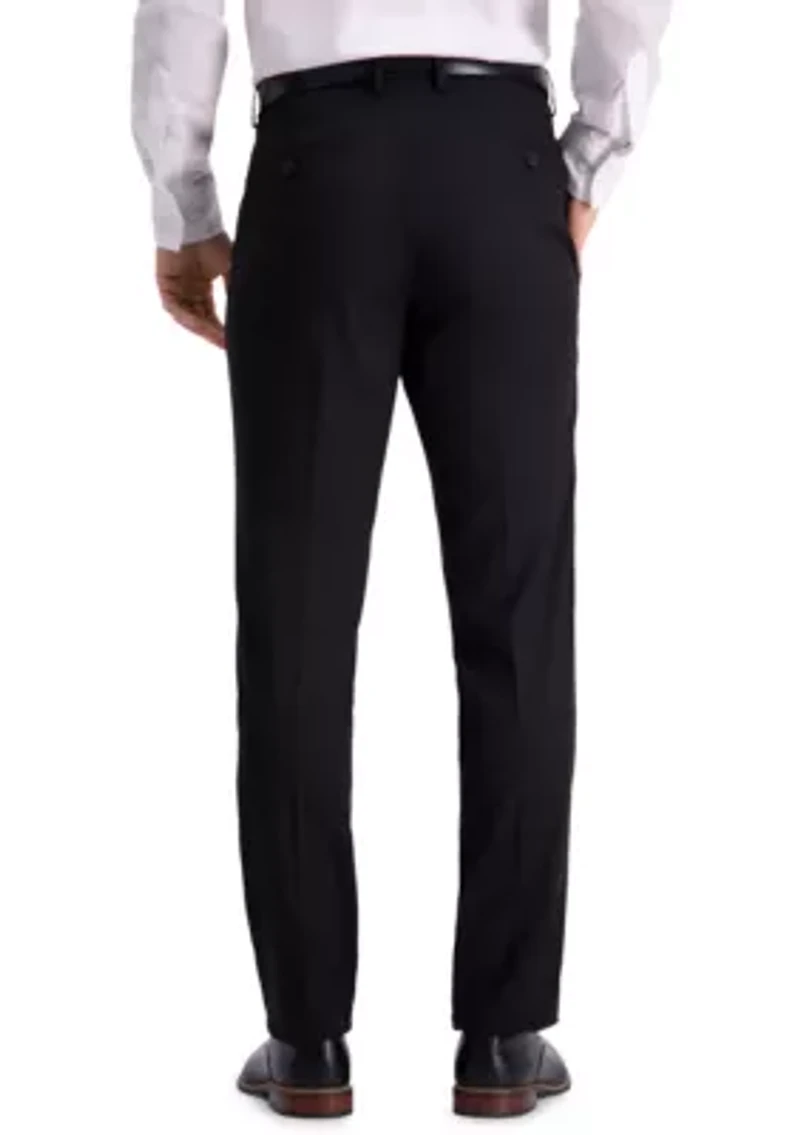 Stretch Shadow Check Slim Fit Flat Front Dress Pants