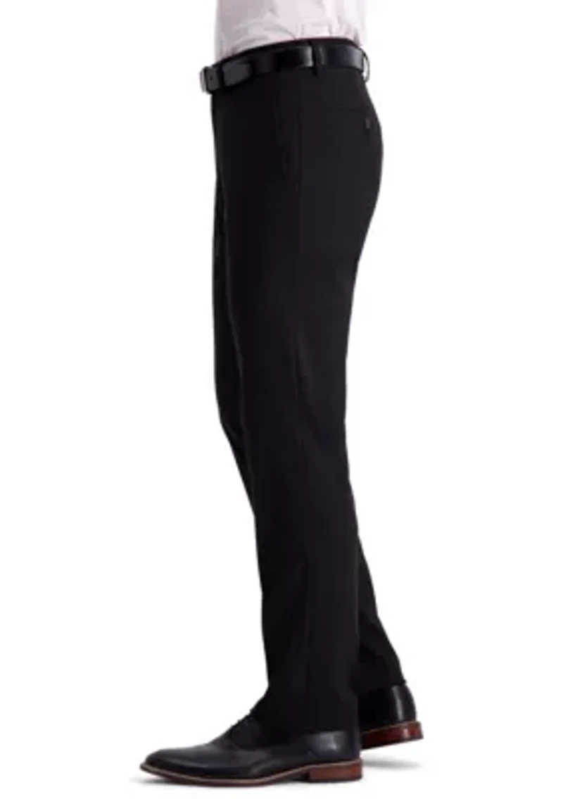 Stretch Shadow Check Slim Fit Flat Front Dress Pants
